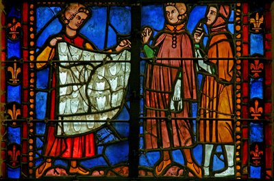 Ventana que representa a un donante - peleteros con clientes de French School