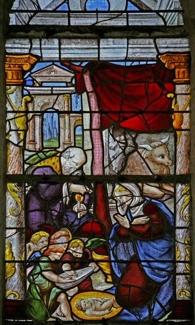 Ventana w3 que representa la Natividad de French School