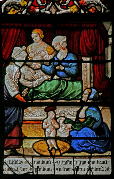Ventana w3 que representa el nacimiento de San Nicolás de French School