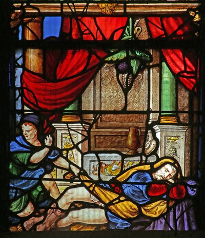 Ventana w40 que representa la vergüenza de Noé de French School