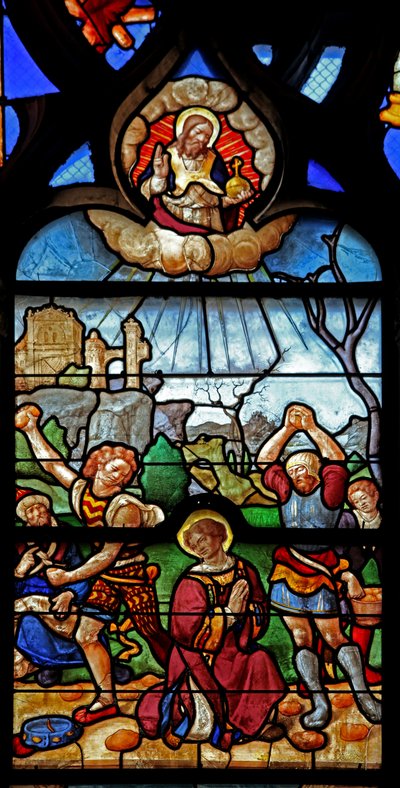 Ventana w46 que representa el martirio de San Esteban de French School