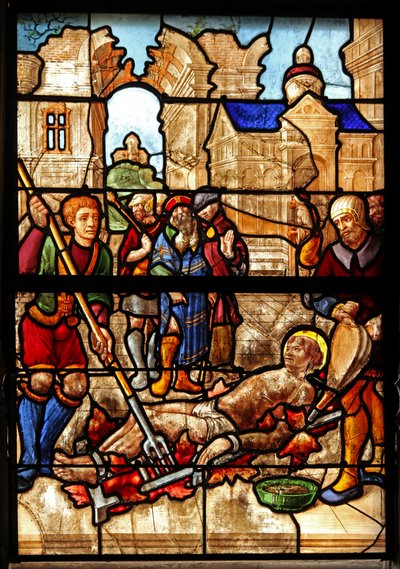 Ventana w46 que representa el martirio de San Lorenzo de French School