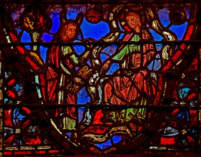 Ventana w4 Dios hablando con Moisés. Deut I 6 de French School