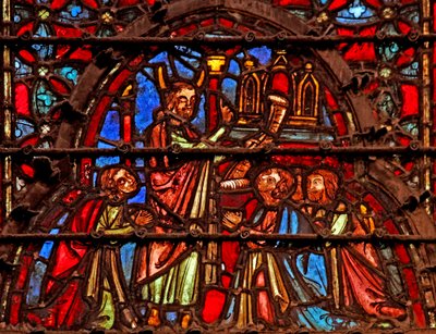 Ventana w4 Moisés coloca el libro de la Ley junto al Arca. Deut XXXI 26 de French School