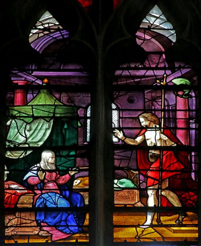Ventana que representa a Cristo apareciendo a su madre de French School