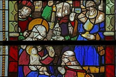 Ventana w4 que representa la Adoración de los Magos de French School