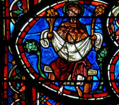 Ventana w4 que representa el Seno de Abraham de French School