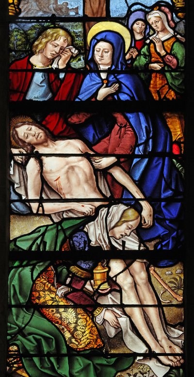 Ventana w4 que representa el Descendimiento de la Cruz de French School