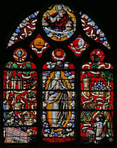 Ventana w4 que representa la Inmaculada Concepción o la Letanía de Loreto de French School