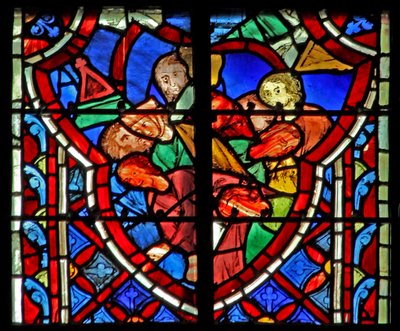 Ventana w5 Sansón derriba el templo. Jueces XVI 28 de French School