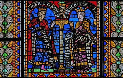 Ventana w5 que representa a Salomón y la Reina de Saba de French School