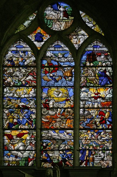 Ventana w5 que representa el Libro de la Revelación de San Juan de French School