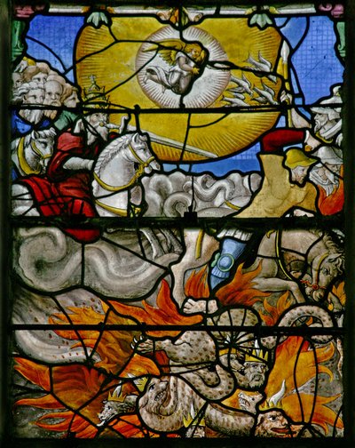 Ventana w5 que representa una escena del Libro de la Revelación de San Juan: el caballo blanco Verdadero de French School