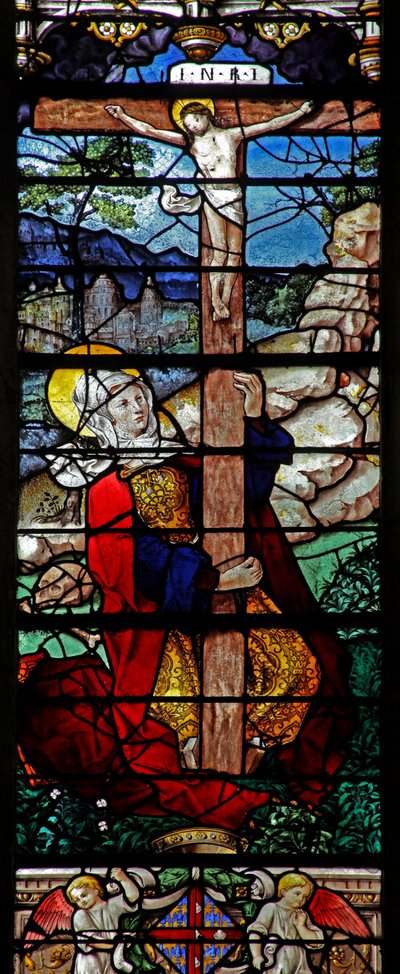 Ventana w5 que representa una escena de la vida de Santa María Magdalena - la santa en la Cruz de French School