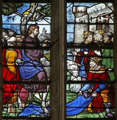 Ventana que representa la entrada a Jerusalén de French School