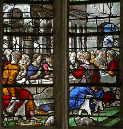Ventana que representa la Última Cena de French School
