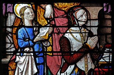 Ventana w5 que representa a la esposa e hija del donante Montmorency de French School