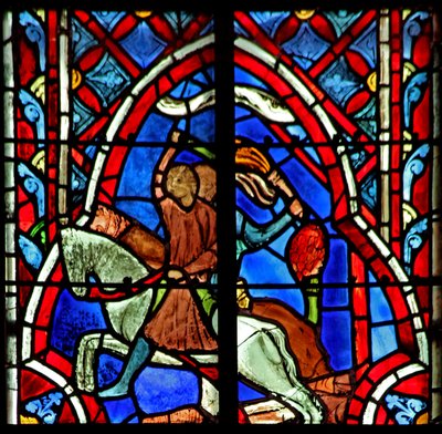 Ventana w5 el Castigo de los oficiales de Sucot. Jueces VIII 1-17 de French School