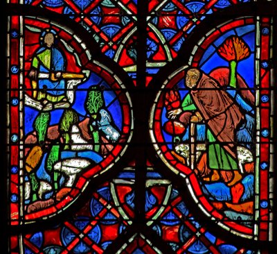 Ventana w6L Dios castiga a los que saquean la viña. Is III 14-15 de French School
