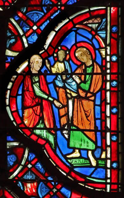 Ventana w6L Isaías profetiza a Cristo. Is XI 6 o XLII 1 de French School