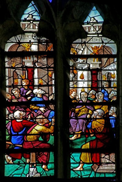 Ventana que representa Pentecostés de French School