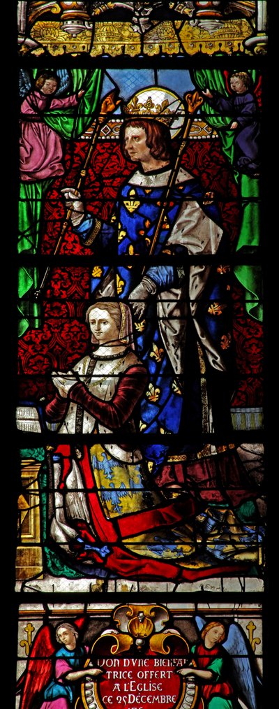 Ventana w6 que representa a San Luis con la esposa del donante Montmorency de French School