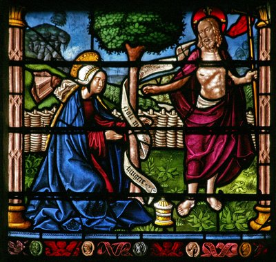 Ventana w6 que representa una escena de Resurrección: Noli Me Tangere de French School