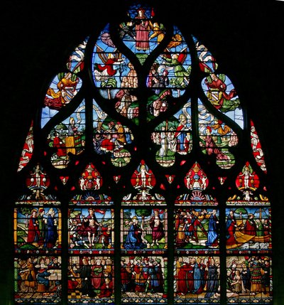 Ventana w6 que representa escenas de la vida de Santa María Magdalena de French School