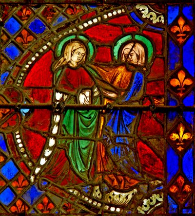 Ventana w6 que representa la Visitación de French School