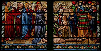 Ventana w6 que representa la resurrección de Lázaro de French School