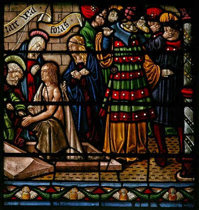 Ventana w6 que representa la resurrección de Lázaro de French School