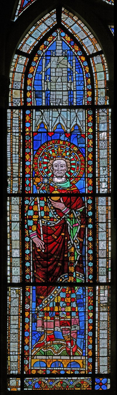 Ventana w7 que representa al emperador Lotario de French School