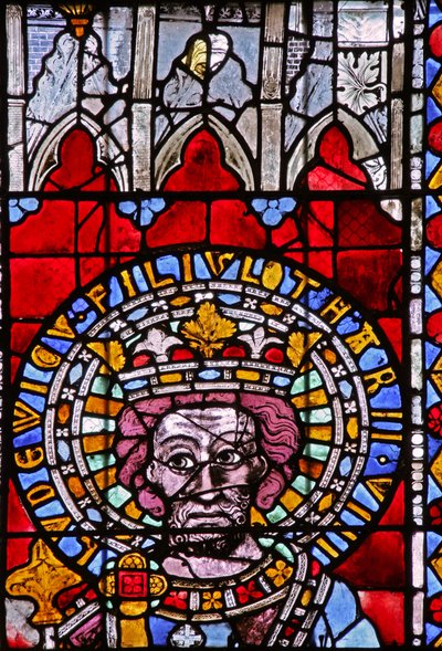 Ventana w7 que representa a Luis, hijo de Lotario II de French School