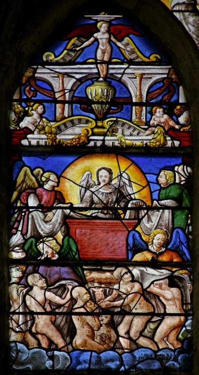 Ventana w7 que representa una escena del Libro de la Revelación de San Juan de French School