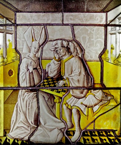 Ventana w81 con los jugadores de ajedrez - de los Países Bajos de French School