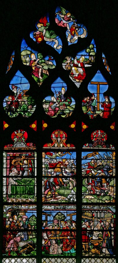 Ventana w8 que representa a Santa Elena, Constantino y el Triunfo de la Cruz de French School
