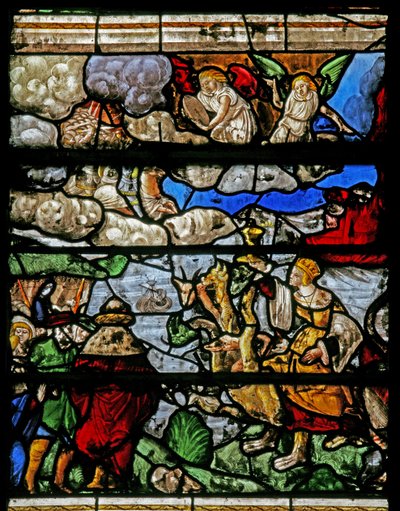 Ventana w9 que representa una escena del Libro de la Revelación de San Juan de French School