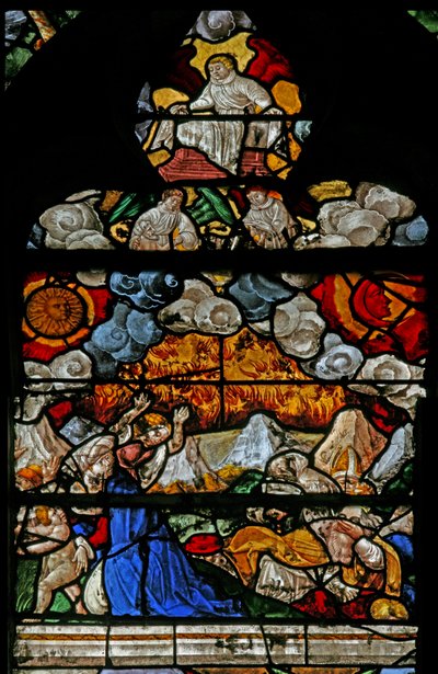 Ventana w9 que representa una escena del Libro de la Revelación de San Juan de French School