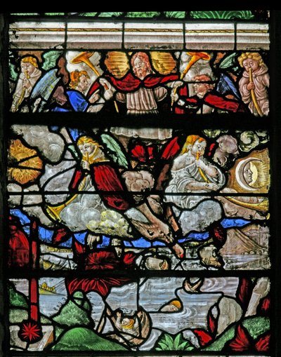 Ventana w9 que representa una escena del Libro de la Revelación de San Juan de French School