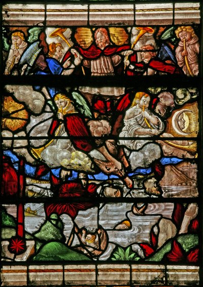 Ventana w9 que representa el Juicio Final - después de Albert Durer de French School