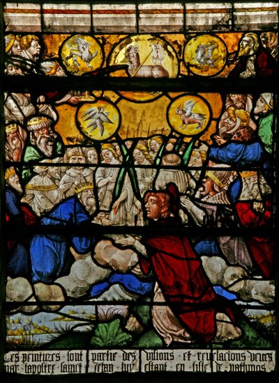 Ventana w9 que representa el Juicio Final - después de Albert Durer de French School