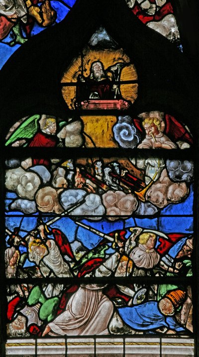 Ventana w9 que representa el Juicio Final - después de Albert Durer de French School