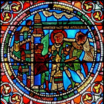 Ventana wXIX que representa el arresto de San Esteban de French School