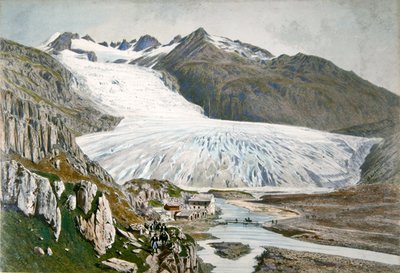 Paisaje invernal y viajeros en los Pirineos, c.1850 de French School