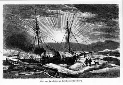 Invernada del barco "Goleta" en Port Foulke - en "el mar libre del polo, viaje de descubrimiento en los mares árticos de French School