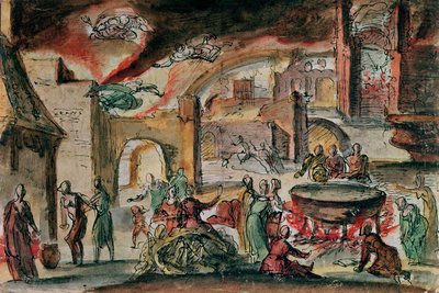 Escena de Brujería, probablemente un escenario, segunda mitad del siglo XVII de French School