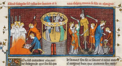 Brujas quemadas, de Les Grandes chroniques de France, MS Royal 16 G VI f. 64 de French School