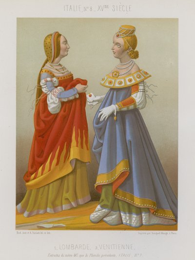 Mujer de Lombardía junto a una mujer veneciana de French School