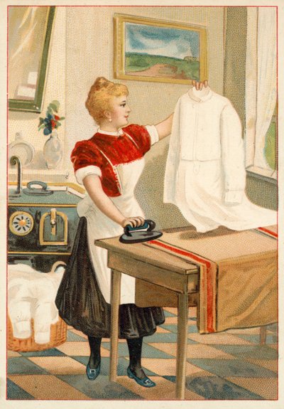 Mujer planchando de French School