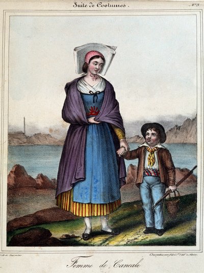 Mujer de Cancale y su hijo, hacia 1845 de French School